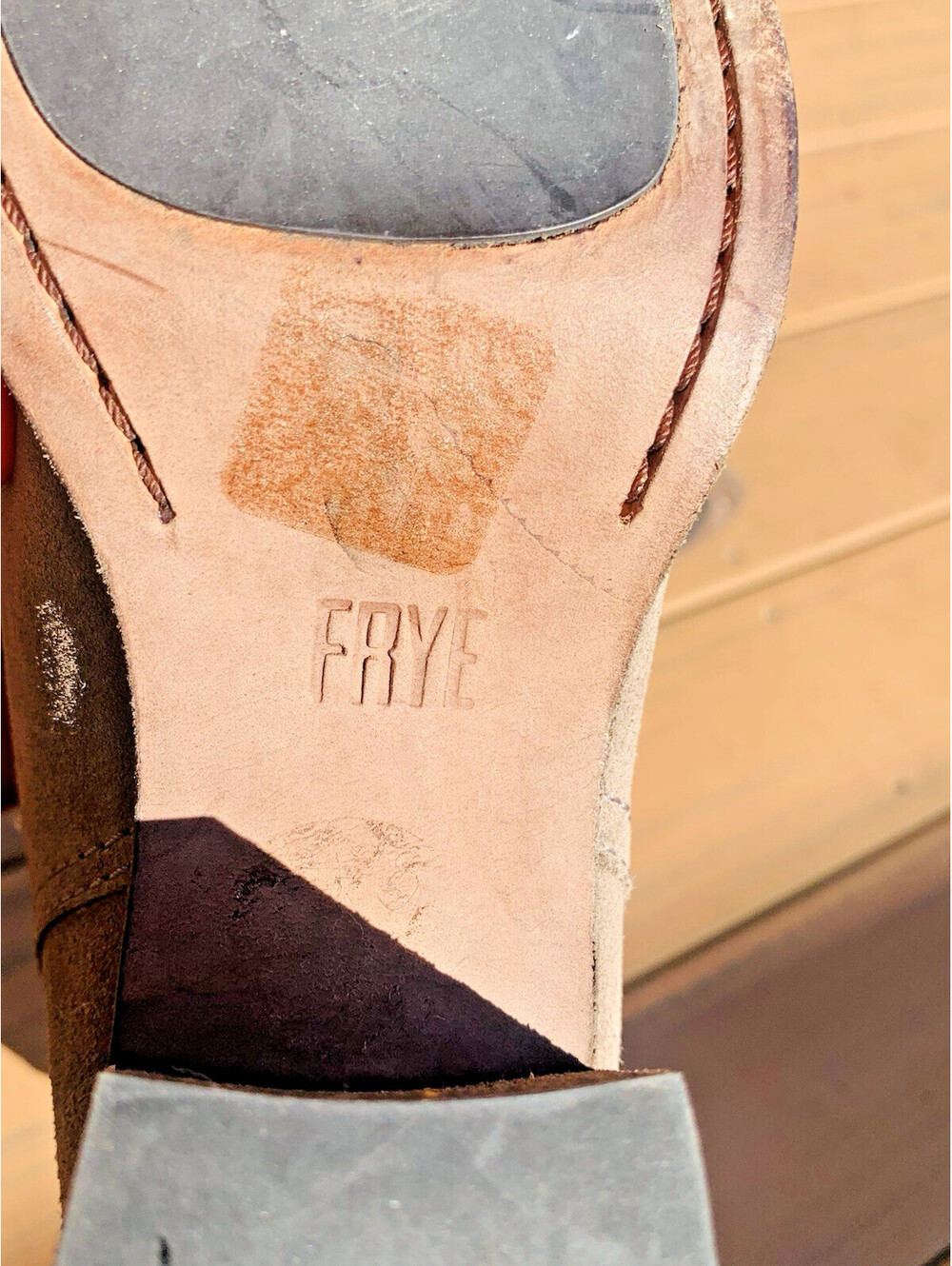 Frye Taupe Suede Leather Mid-Calf Western Cow Girl Boho Boots Women's 7B - Picture 14 of 15